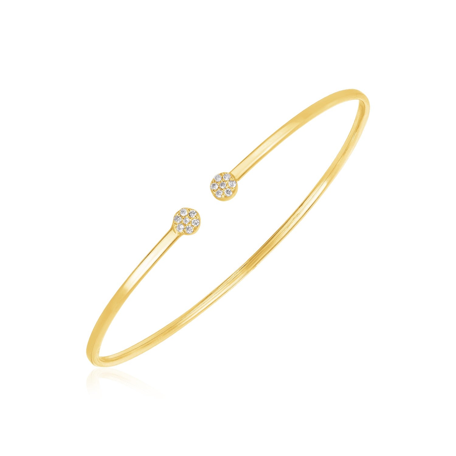 14k Yellow Gold High Polish Diamond Cluster Bangle (2.00 mm) in a sleek high-contrast midnight luxury editorial style